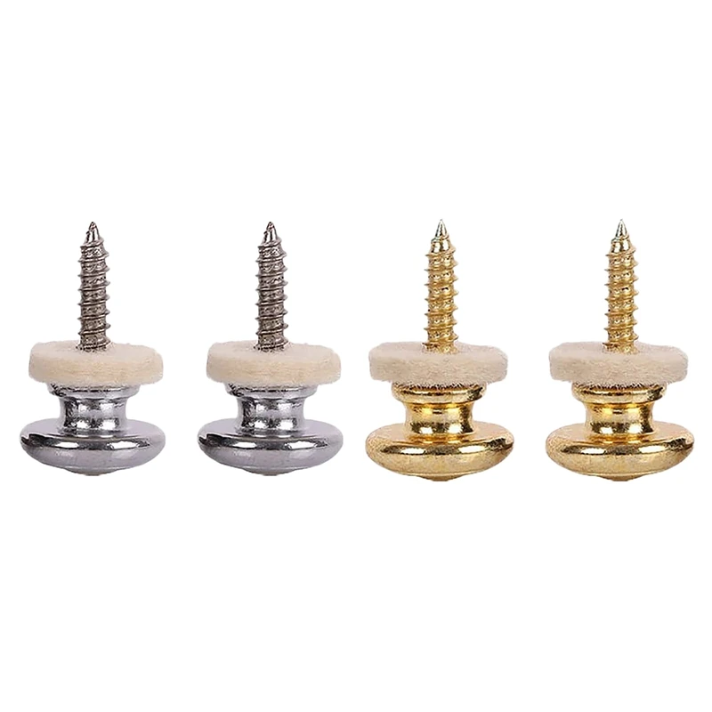 

4PCS Wool Copper Guitar Strap Lock Locking Pegs Pins Mushroom Shape End Button Silver & Gold