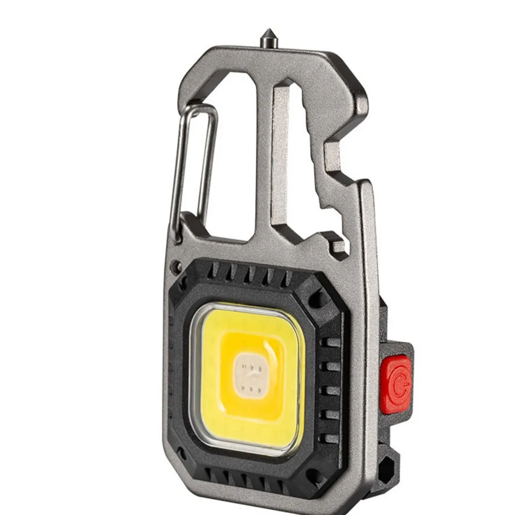 

USB Rechargeable Hiking Camping Keychain Flashlights Pocket Screwdriver Bottle Opener Emergency Light Waterproof COB Work Lights