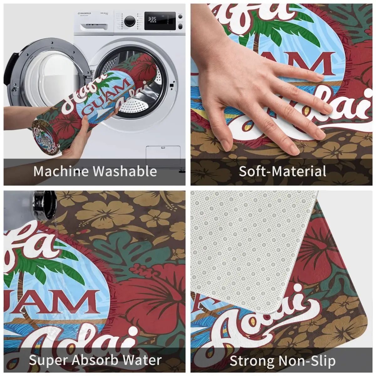 Guam Flower Hafa Adai 40x60cm Carpet Polyester Floor Mats Personalized Durable Carpets