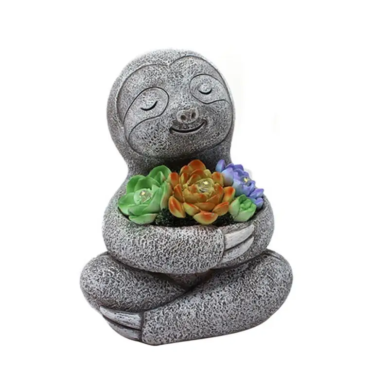 

Lawn Statues Sloth Succulent Sculpture Solar Lights Garden Landscape Decorations Garden Art For Patio Lawn Yard Decoration