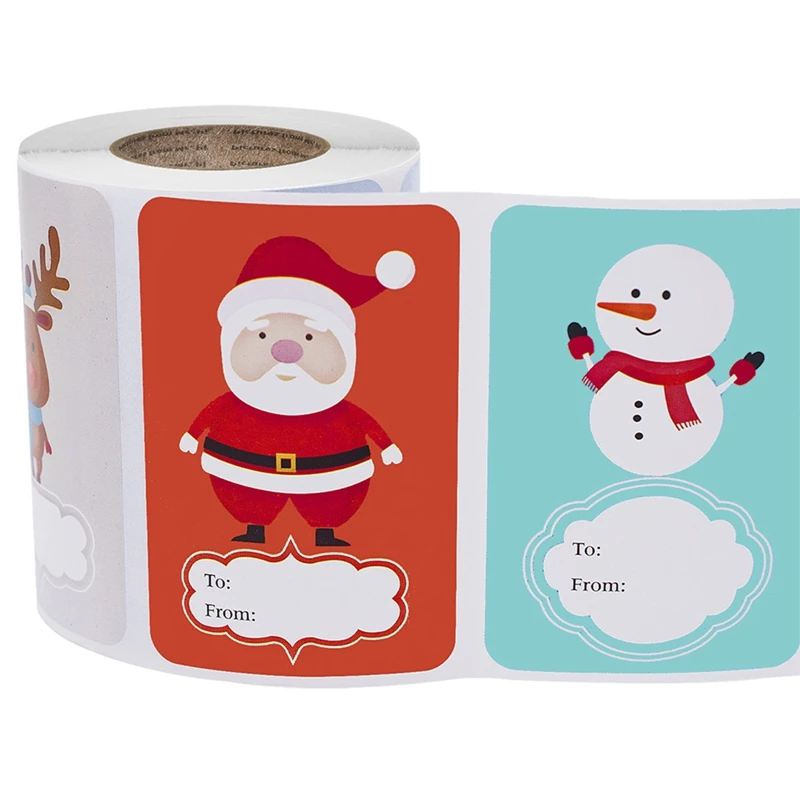

Рождественские наклейки 250 шт./рулон, рождественские подарочные наклейки, наклейки из крафт-бумаги, герметичные наклейки для упаковки подарочной коробки, декоративные этикетки