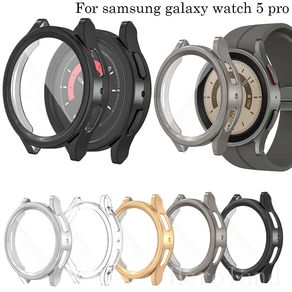 Полный защитный чехол для Samsung galaxy watch 5 Pro 45 мм, Смарт-часы, защита экрана, аксессуары, чехлы с рамкой из мягкого ТПУ, хит продаж