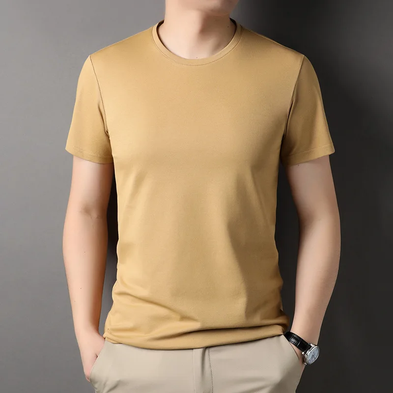 

Top Grade Men T Shirt New Brand Tops Summer Basic Solid Color Short Sleeve Casual Fashion Mens Clothes 2023