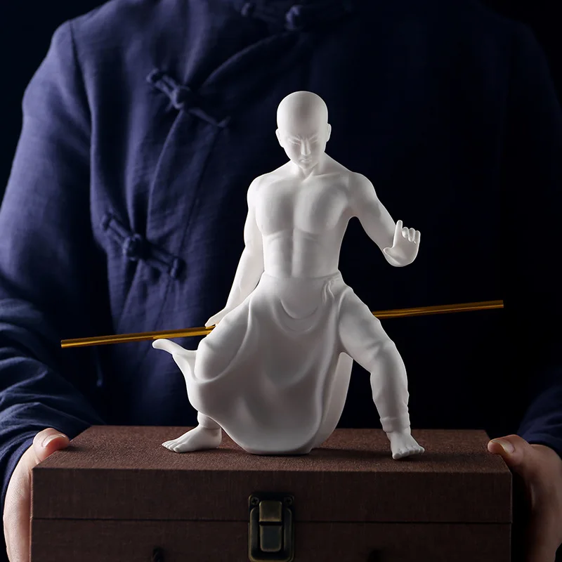 

Ceramic Kung Fu Monk decorative figures Statue White Porcelain Art Sculpture Home Decoration Luxury Ornaments Free delivery