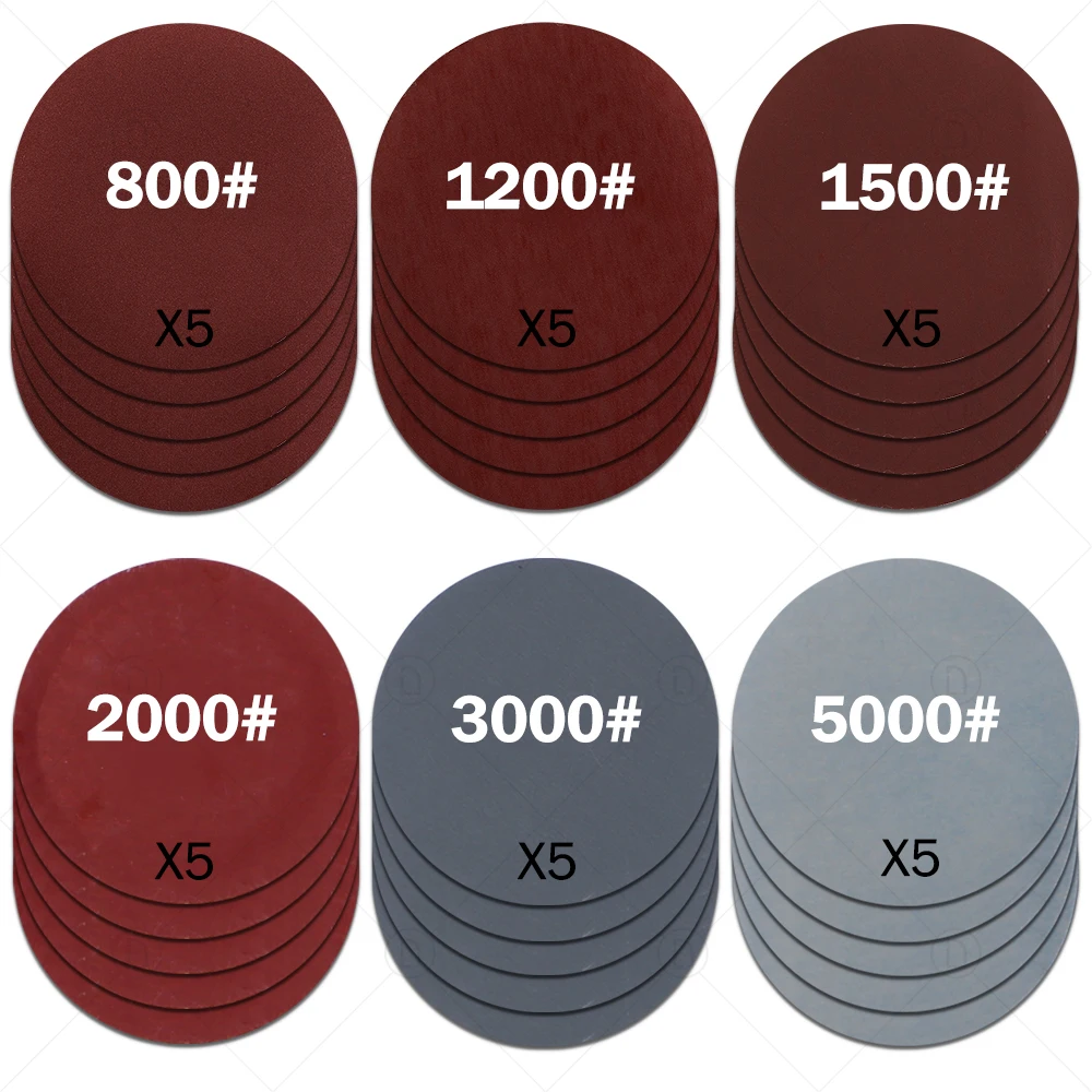 

2/3/4/5/6 дюймов 100 шт. круглая наждачная бумага наждачные листы зернистость 60-5000 шлифовальная бумага диск для полировки орбитальная шлифовальная машина шлифовальный станок