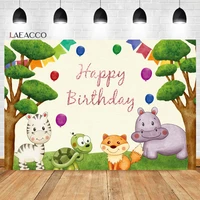 laeacco cute jungle wild animals happy birthday backdrop safari party baby shower portrait customized photography background