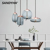 modern simple hanging lamp clear glass shade pendant light for bedside bedroom living room dining table single head chandelier