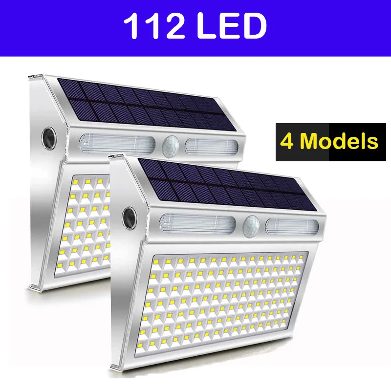 

Upgraded High Brightness Solar Outdoor Light 112 LED Sports Stainless Steel Solar Safety Light Outdoor Four Modes of Lighting