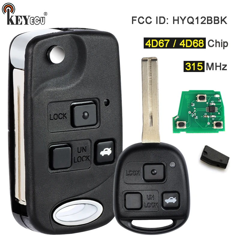 Фото KEYECU 315 МГц 4D67/4D68 чип HYQ12BBK обновленный/оригинальный 3-кнопочный дистанционный брелок для Lexus Lexus SC430 LX430 2001-2010 №1