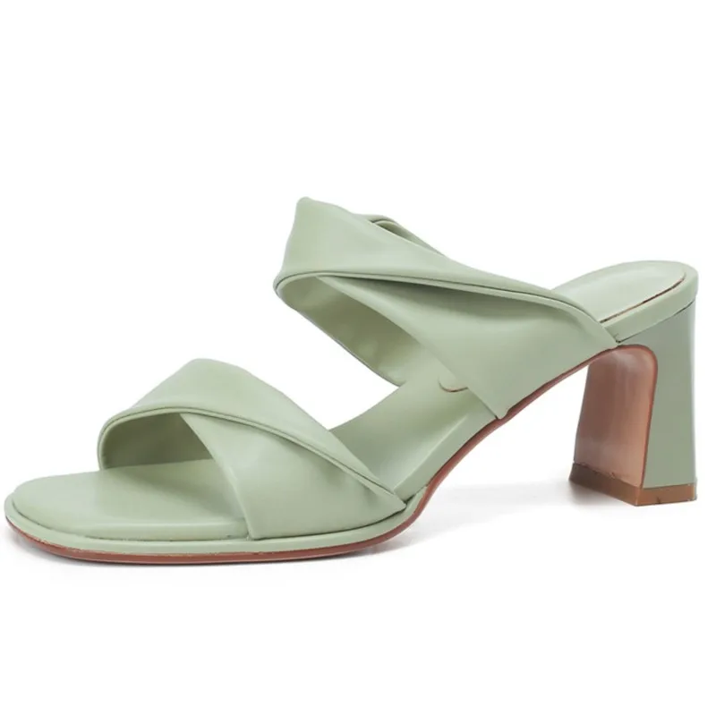 

Dilalula Brand Design Women Sandals New Arrival Summer Thick High Heels Slippers Fashion Concise Party Office Pumps Shoes Woman