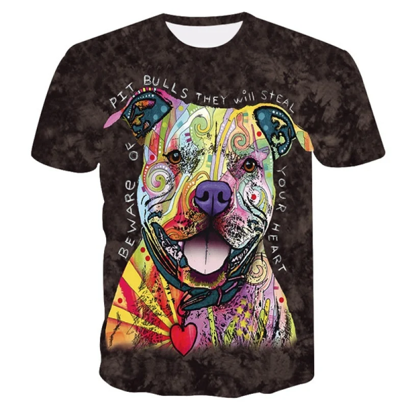 

2021 Summer Pitbull Dog Cool Design T Shirt Men Tops Hipster Tees Boy Male XS-5XL