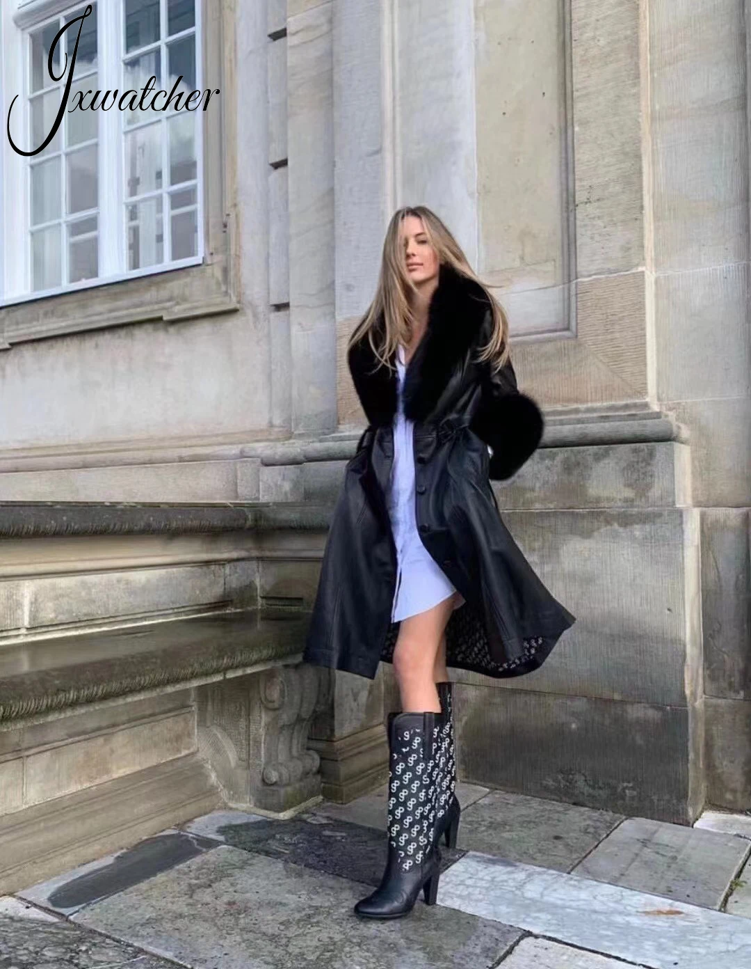 Женский Длинный тренчкот Jxwatcher из натуральной кожи Женская осенне-зимняя верхняя