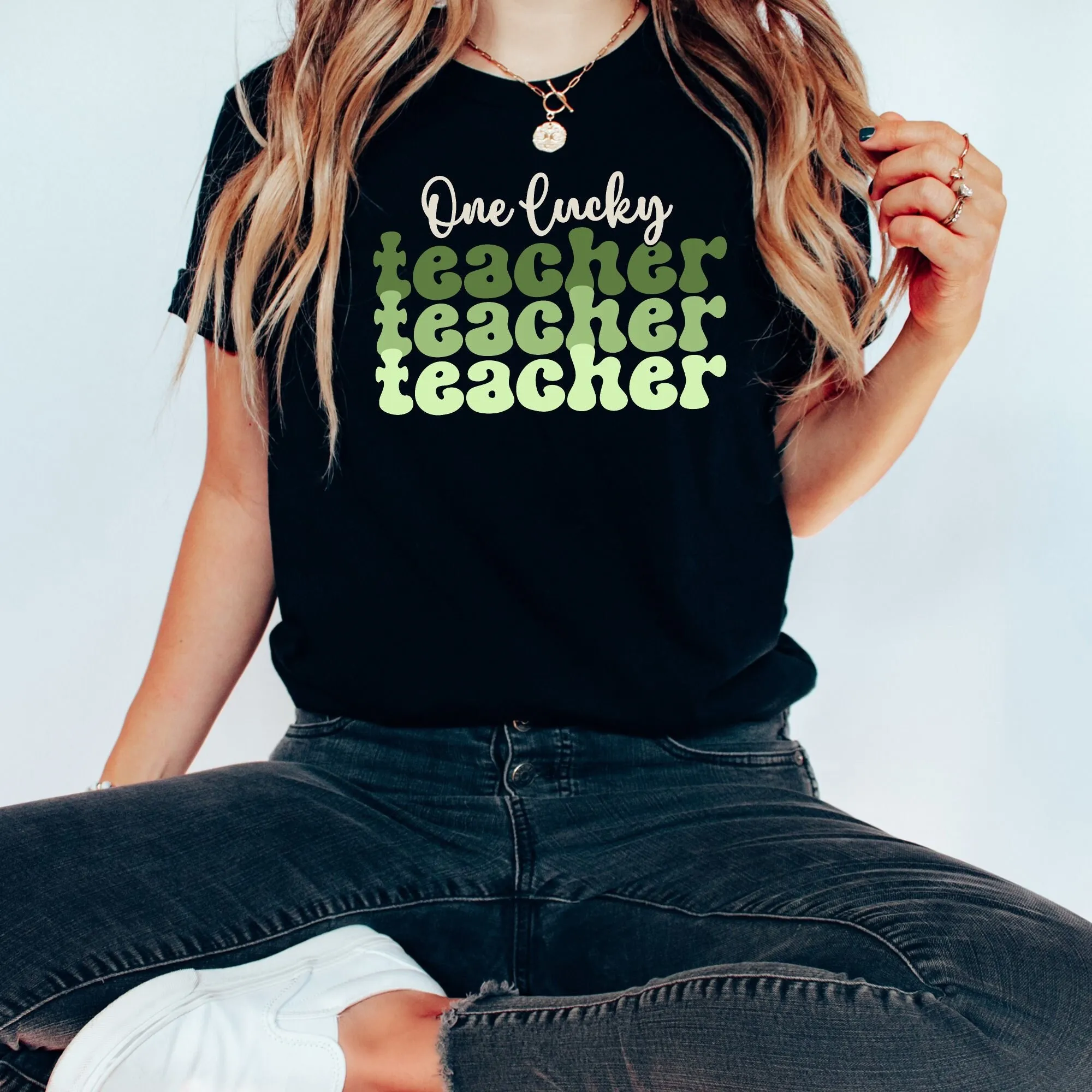 Футболка One Lucky Teacher в стиле ретро команда ко Дню Святого Патрика