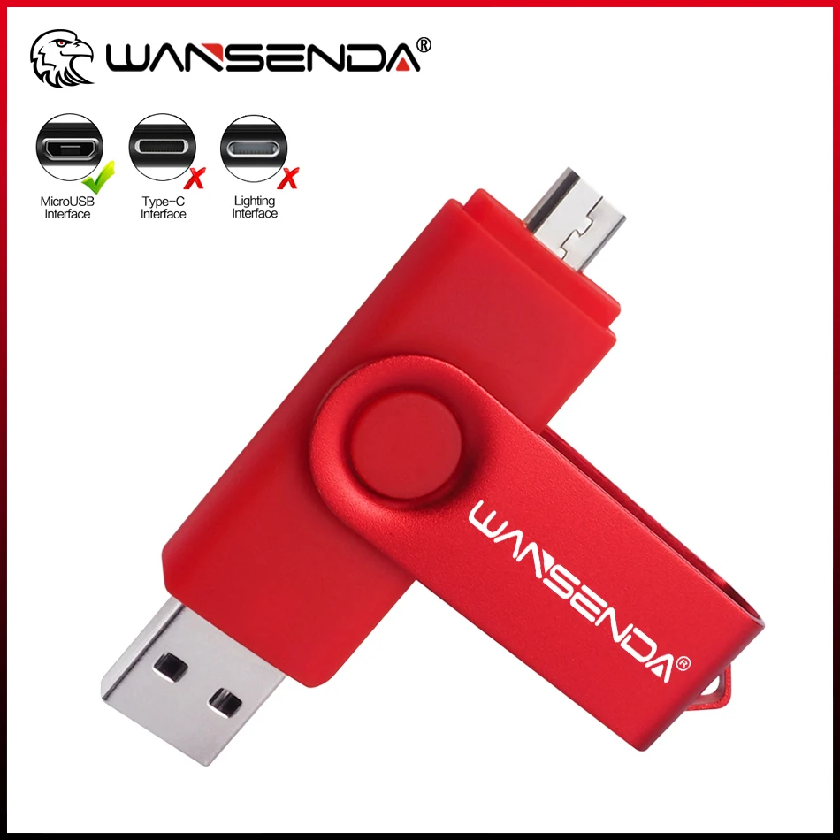 

WANSENDA OTG USB флеш-накопитель, 32 ГБ, 16 ГБ, 64 ГБ, 128 ГБ, 256 ГБ