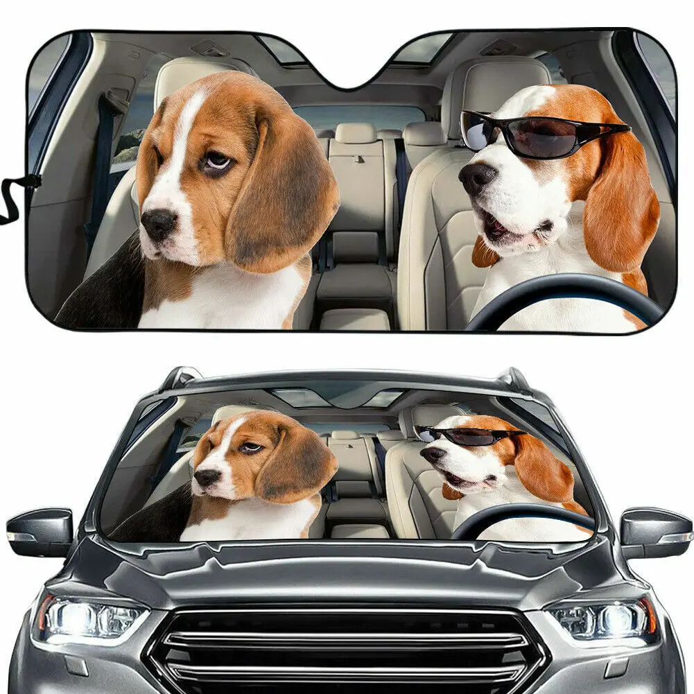 

Two cool dogs Car SUV Sun Shade Pickup Reflective Visor Windshiel Block UV Ray