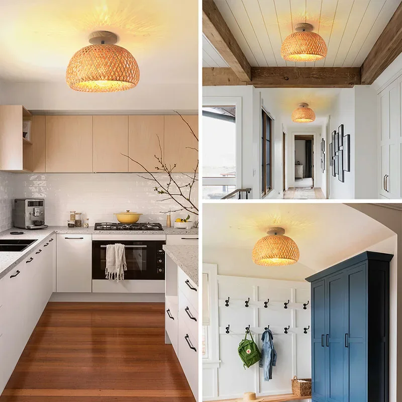 Винтажная Подвесная лампа ручной работы бамбуковые люстры для ресторана кафе