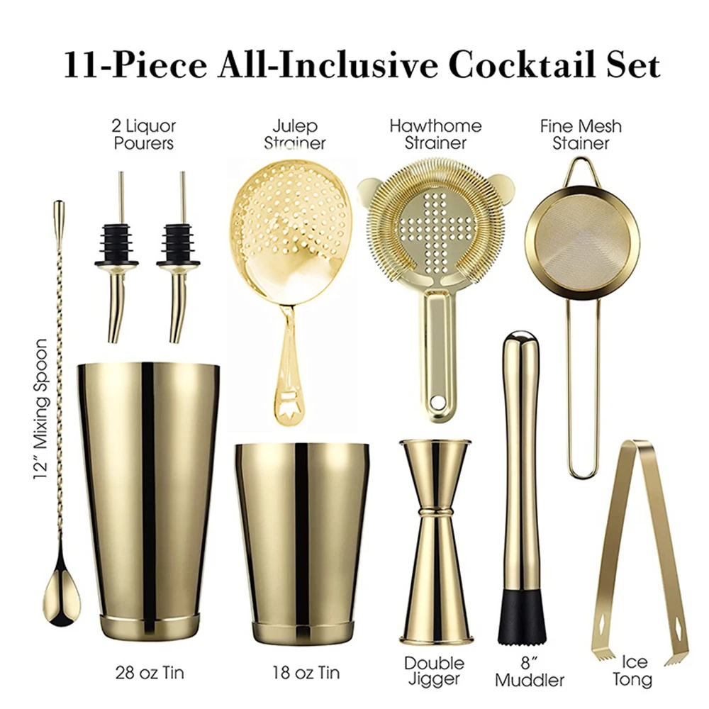 

11pcs / 13pcs Stainless Steel Cocktail Shaker Bar Set Cocktail Apparatus Boston Shaker Bartender browserKit Bars Set Tools