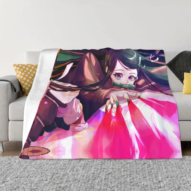 

Anime Demon Slayer Blanket Flannel Fleece Muichiro Tokito Kimetsu No Yaiba Throw Blankets Office Bedroom Couch Quilt