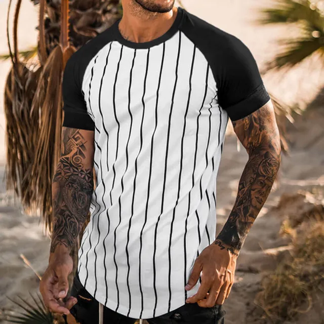 Summer 2022 New Men's Vertical T-shirt 3D printed oversized loose clothing retro short sleeve fashion print O collar T-shirt 1