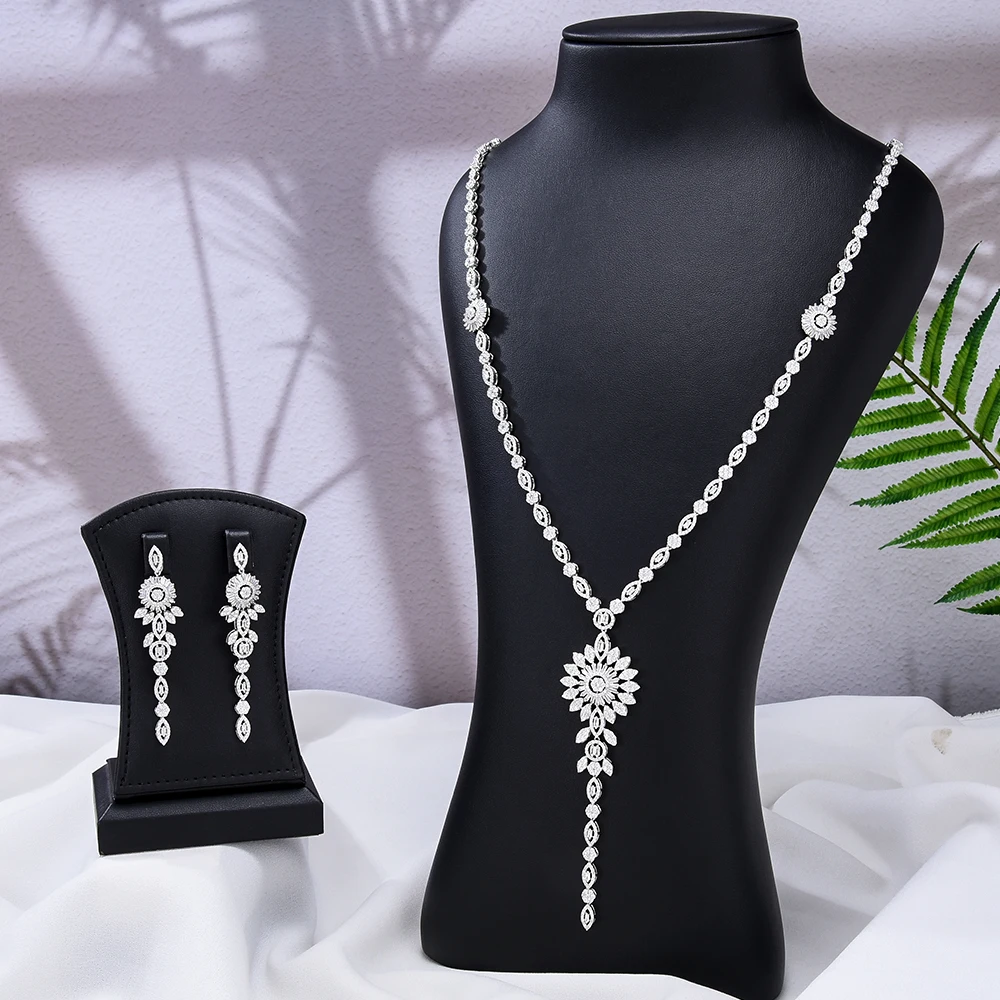 Missvikki Luxury 73cm Long Necklace Earrings Ring Jewelry Set Original Fashion Accessories for Women Bridal Lady DailyParty Show