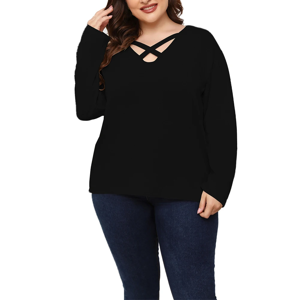 2022 New Plus Size Keep Warm In Autumn And Winter Womens Long Sleeve Blouse Loose Tee Shirt Daily Casul Solid Tops XL-4XL