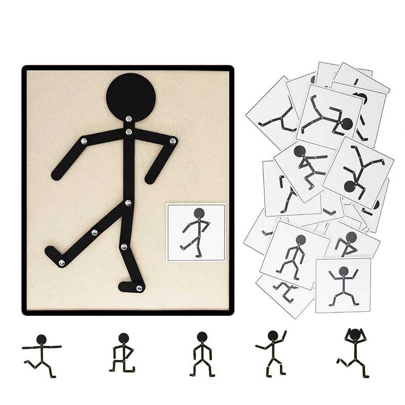

Montessori Material Puzzle DIY Toy for Kid Sports Human Figure Shape Matching Game Imagination Training Children Educational Toy