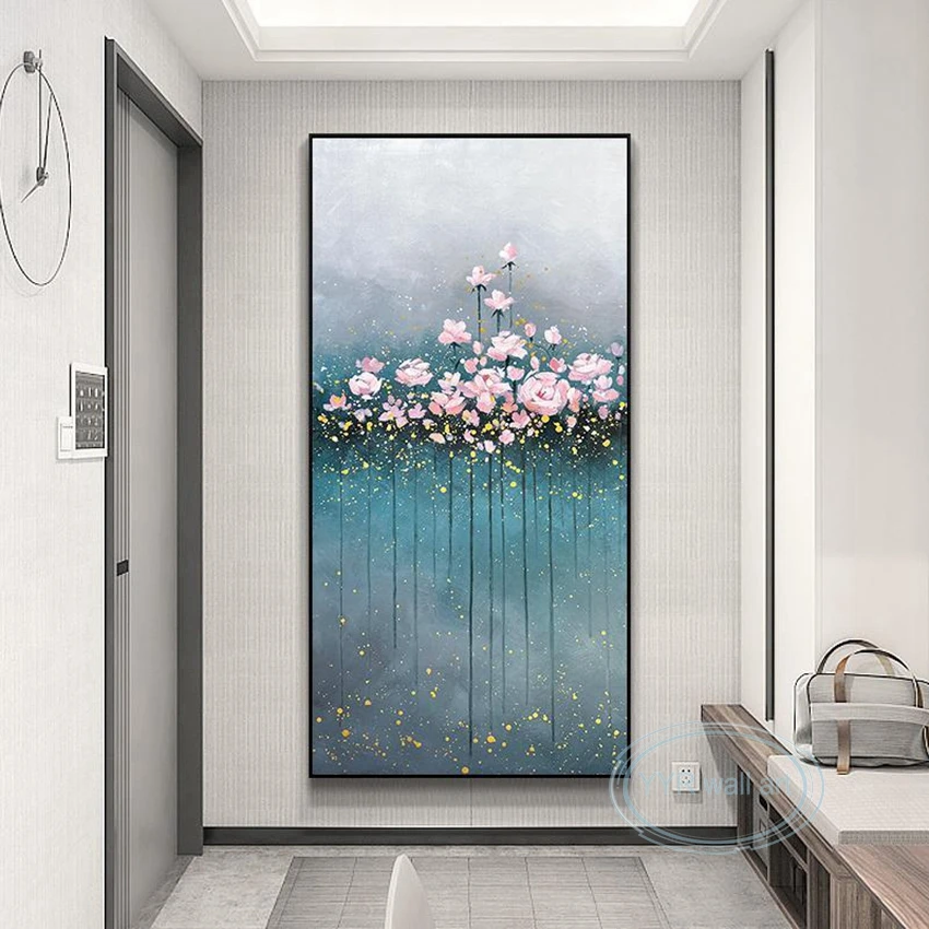 

Высококачественная Роскошная Настенная картина для дома, абстрактный цветок ручной работы, картина маслом, Настенный декор, постер, гостин...