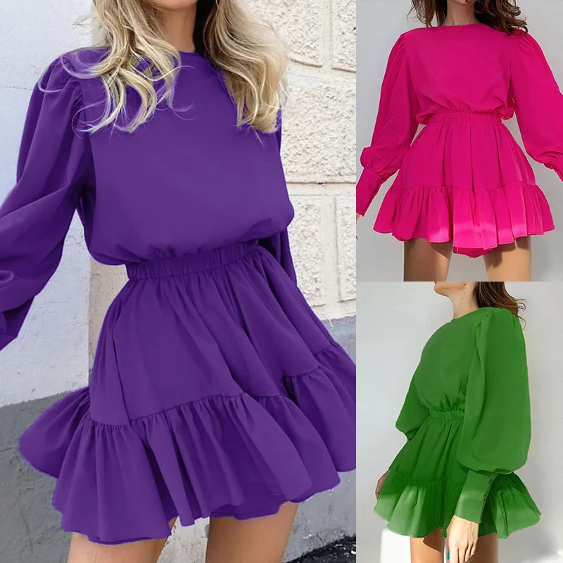 Купи Elegant Woman Dress Lantern Sleeve Temperament Commuter Retro Long Sleeve Dress Birthday Dress for Women Woman's Evening Dress за 355 рублей в магазине AliExpress