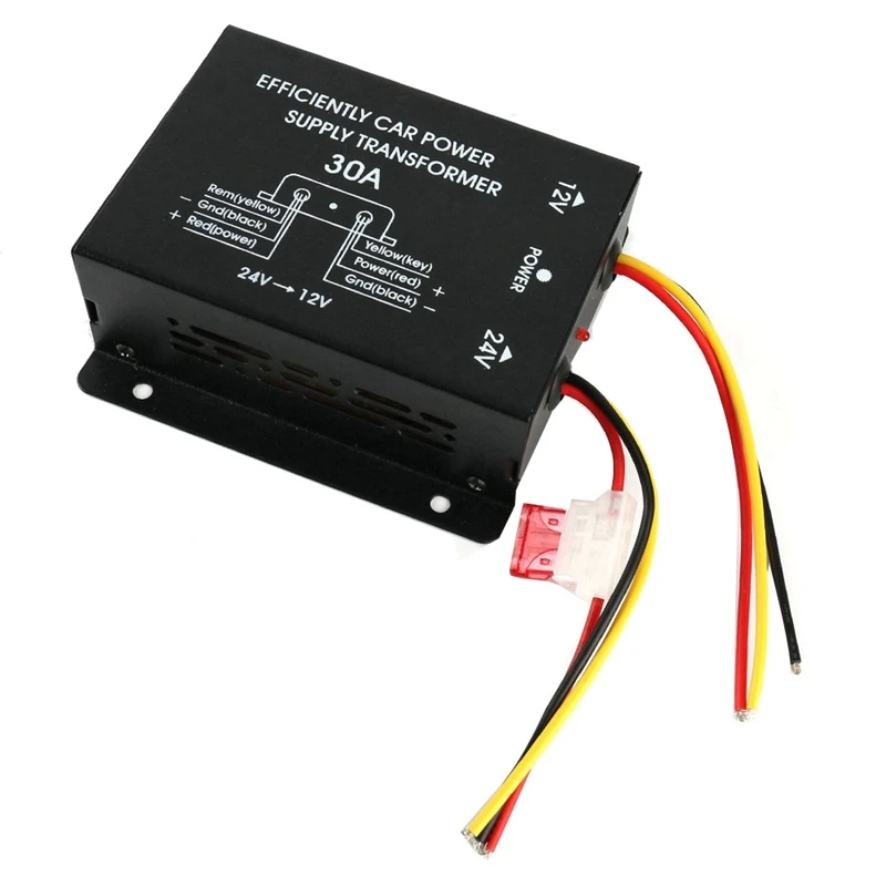 

24V To 12V 30A Car Power Supply Buck Transformer Converter Truck Bus DVD Audio Modification Efficient Vehicle Power Buck