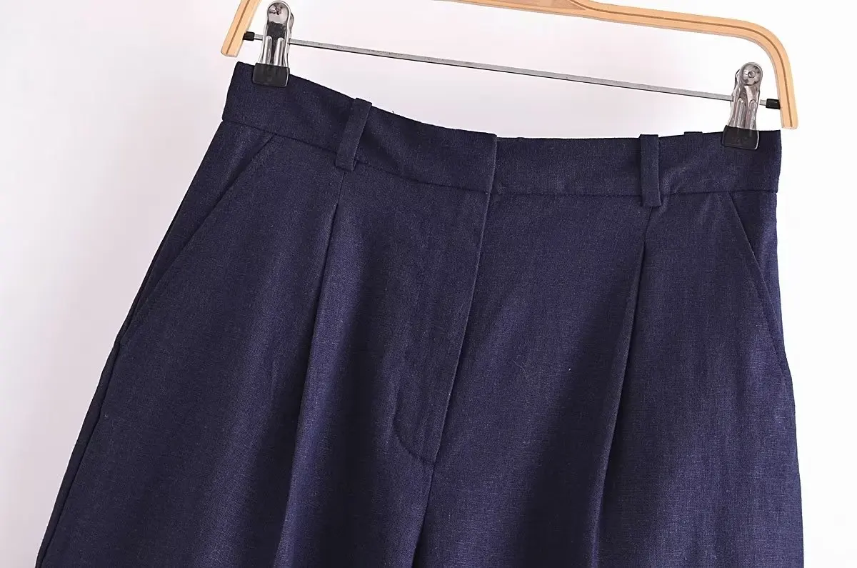 Withered French Ladies Country Style Linen Bermuda Fashion Casual Loose Summer Shorts Women