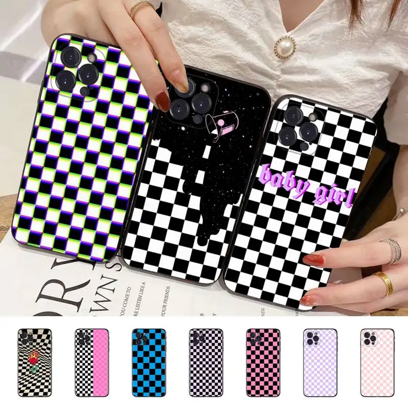 

Checker Phone Case Silicone Soft for iphone 14 13 12 11 Pro Mini XS MAX 8 7 6 Plus X XS XR Cover