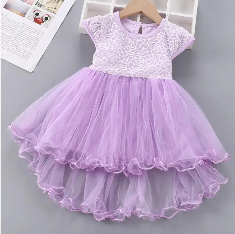 

Summer baby girls clothes Toddler fashion Stitching short sleeve Princess Dress irregular party dress Vestidos Children Clothing