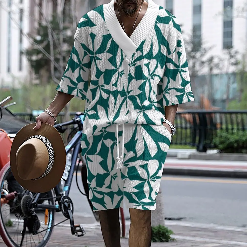 Новинка модный мужской комплект летняя свободная мужская одежда в гавайском