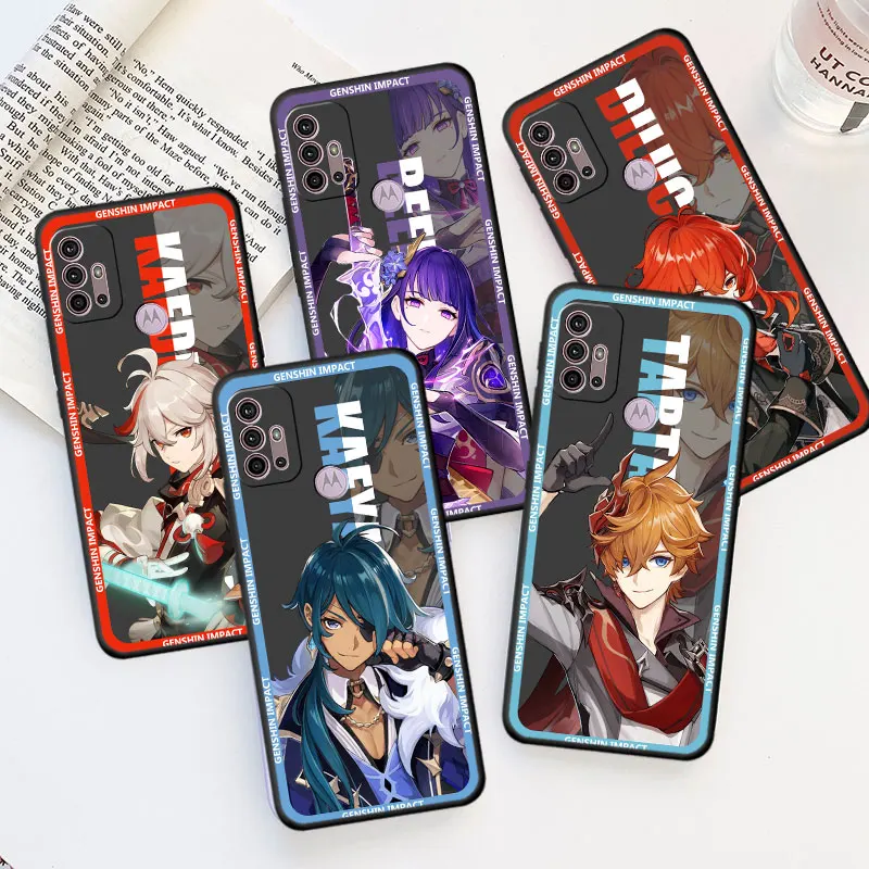 

Genshin Impact Project Case for Motorola Moto G30 G60 G50 G22 G9 G8 Power Lite G200 One Fusion Plus Edge 20 30 Black Cover Funda