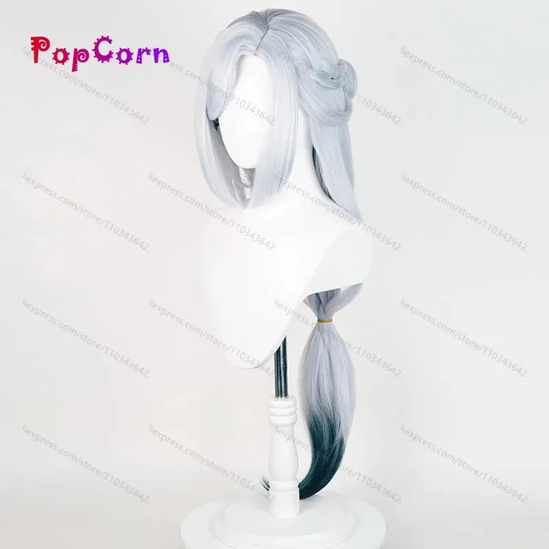 Фото Vivi 2025 Lantern Rite ShenHe Frostflower Dew 100 см длинный серебристо-синий парик с градиентом косплей аниме термостойкий синтезатор №5