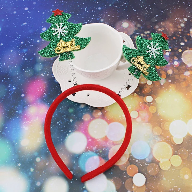 

Рождественская повязка на голову с Санта-Клаусом, снежинками, рождественской елкой, Санта, Рождественская повязка на голову, головной обруч...