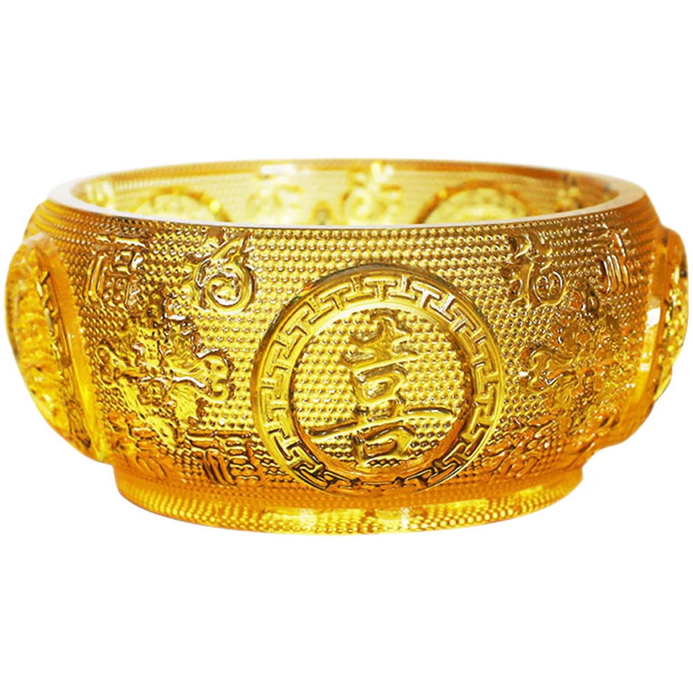 

Bowl Wealth Crystal Offering Treasure Statue Figurine Decor Chinese Good Lucky Cornucopia Ashtray Cup Water Burner Tibetan