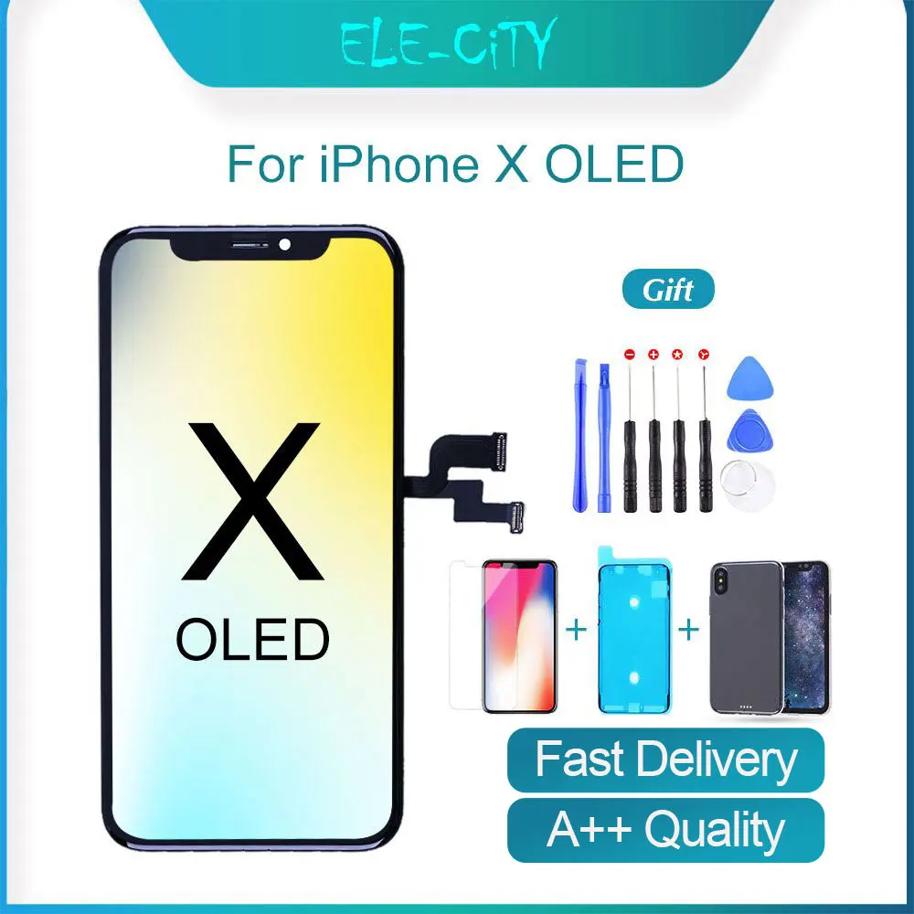 

Best OLED For iPhone X OLED Touch Screen Display Digitizer Assembly Replacement For iPhone X True Tone Supported Black