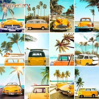 gatyztory 60x75cm paint by numbers kits frameless diy seaside car painting by numbers on canvas home decor digital hand painting