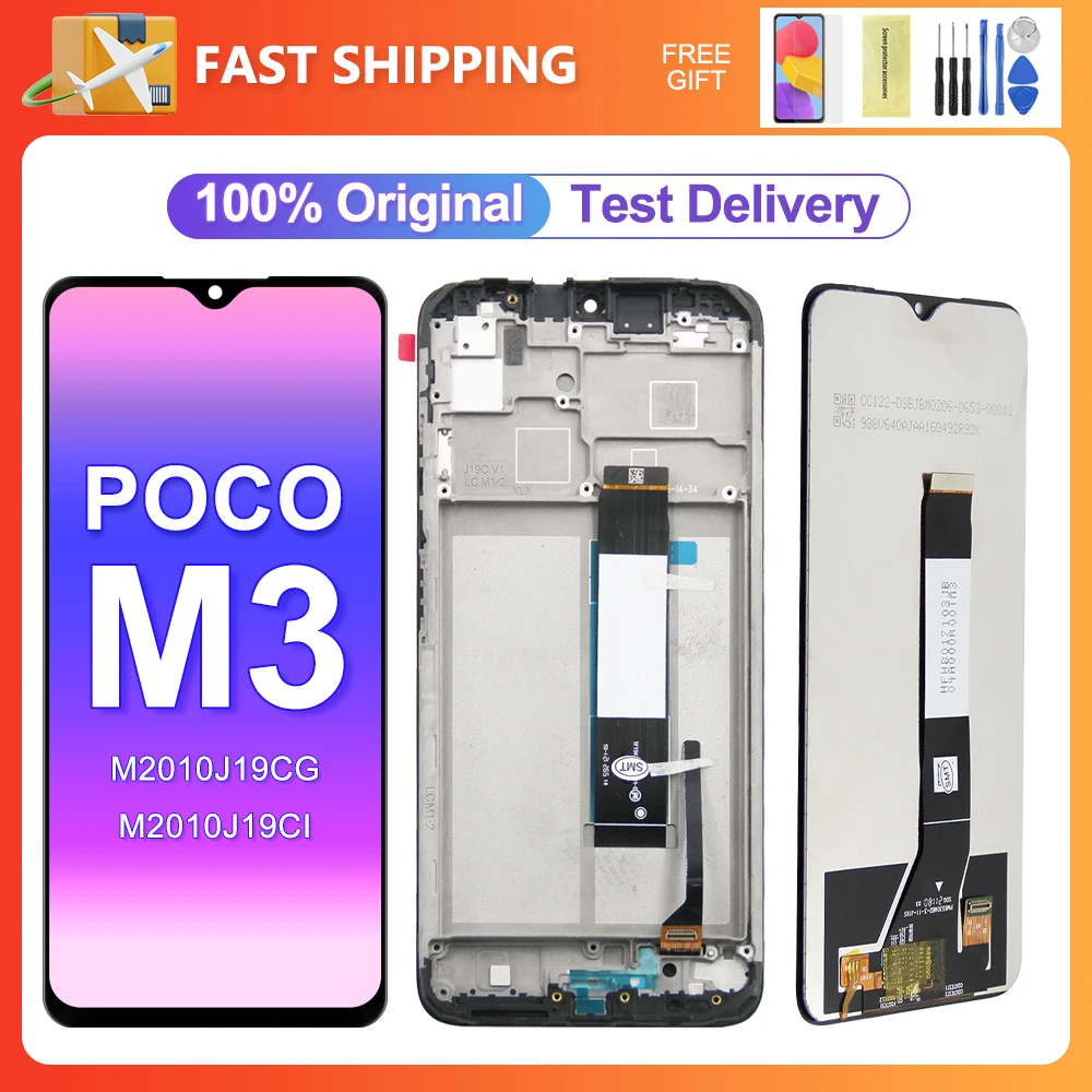 

Оригинальный ЖК-дисплей Poco M3 6,53 дюйма для Xiaomi Poco M3, 10-дюймовый сенсорный экран с дигитайзером в сборе для POCO M2/для Redmi 9T, экран