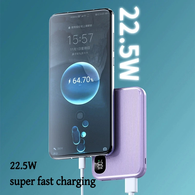 30000 мАч Power Bank Super 22,5 Вт, аккумулятор для быстрой зарядки, цифровой дисплей большой емкости для iPhone, Samsung, Huawei, Xiaomi 2026 (art.: 3920d43932dab) - 3920d43932dab
