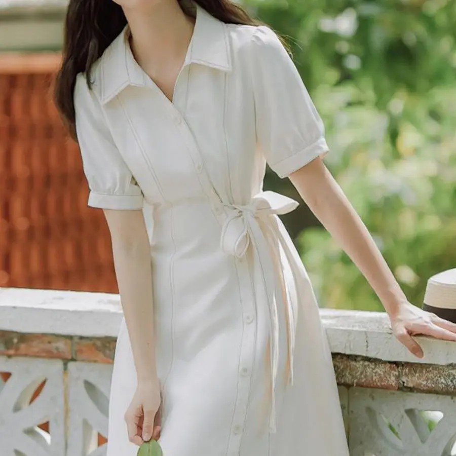 

2023 New Skirt Women's Summer French Crowd Design Education Interview Senior Feeling Slim Dress Shirt