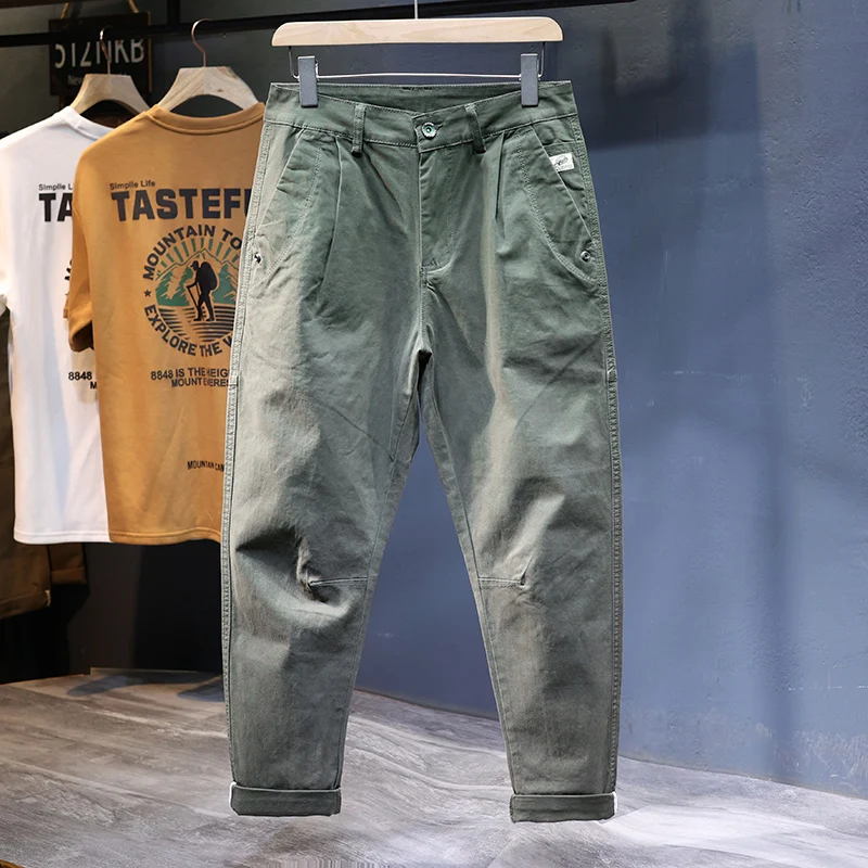 Брюки-багги мужские прямые свободные штаны-султанки длинные брюки стрейч модная