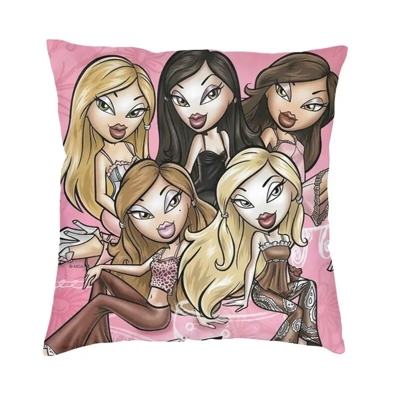 

Nordic Style Bratz Rock Angelz Cushion Cover 45x45 Velvet Cartoon Anime Movie Pillow Case for Car Square Pillowcase Living Room