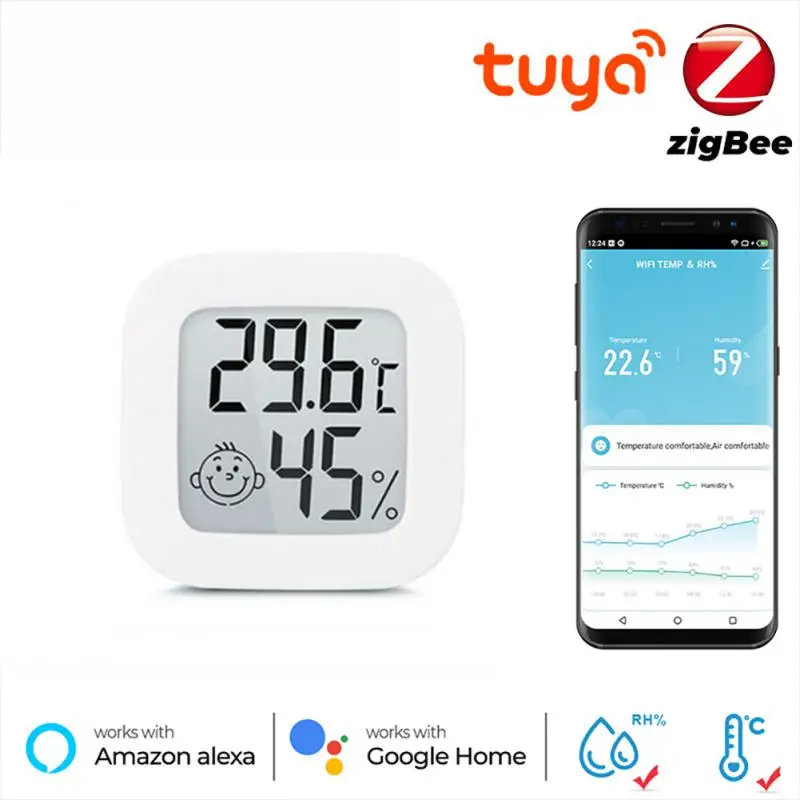 

Умный датчик температуры и влажности Zigbee Tuya с ЖК-дисплеем, автоматизация умного дома, дистанционное управление, работает с Alexa Google Home