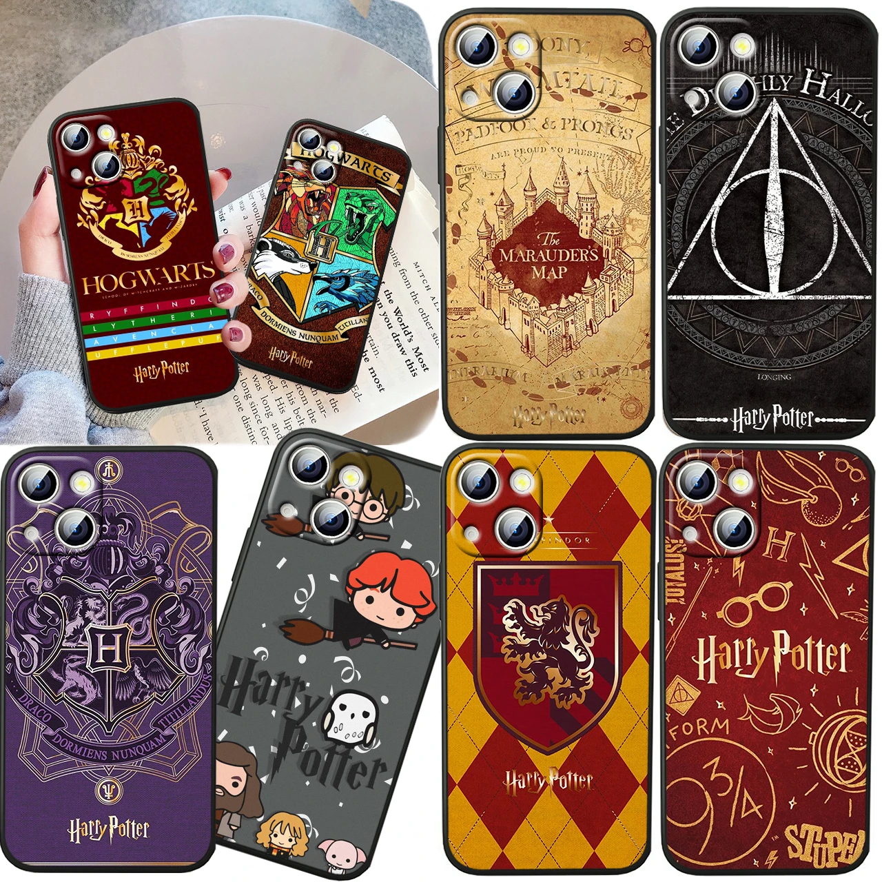 

Cute Harry Potter Love For iPhone 14 13 12 11 Pro Max XS Max X XR 7 8 Plus 6S 5S Silicone Black Shell Phone Case