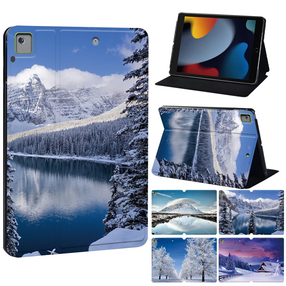 

Case For 2019 iPad 5 6 7 8 9 10 Air 1/2/3 4 / 5 Mini 1 2 3 4 5 6 Pro 11 Printed Snowview PU Leather Stand Folio Cover + Stylus