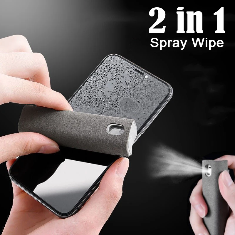 

2in1 Refillable Bottles Microfiber Screen Cleaner Spray Bottle Mobile Phone Tablet Computer TV Display Cleaning Wipe Cloth