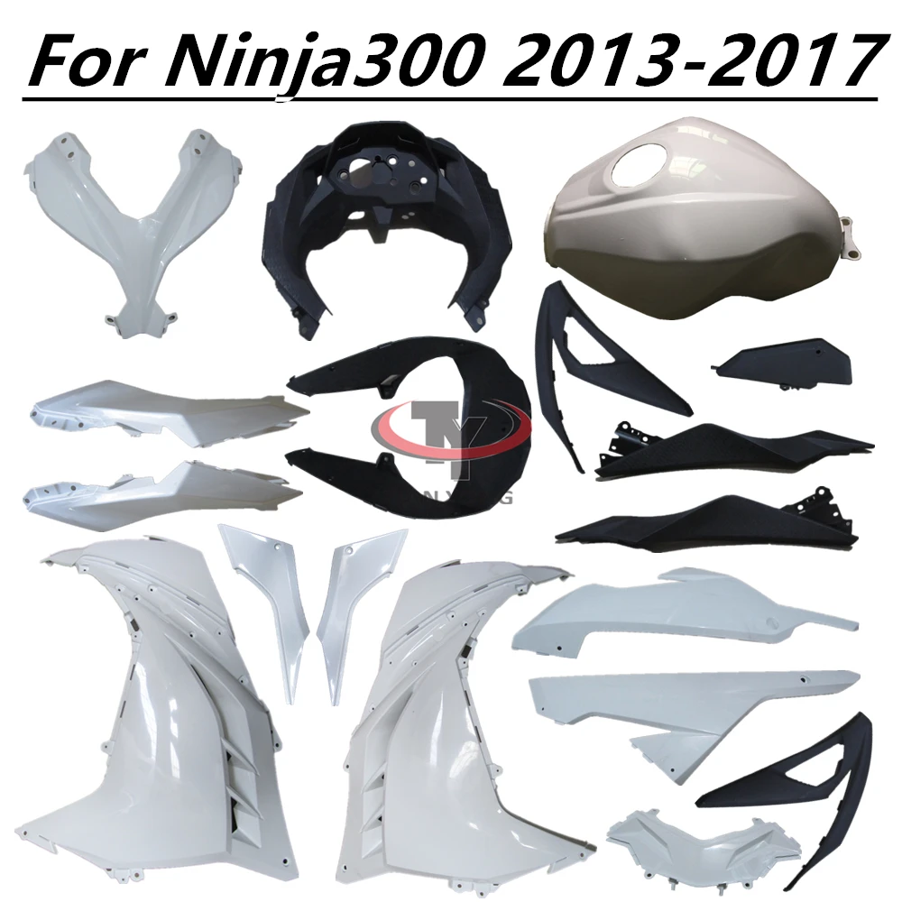Фото Мотоцикл для Ninja 300 2013 2014 2015 2016 2017, подходит для ninja 300, неокрашенный обтекатель кузова, аксессуары для инъекций, пластиковые детали №1