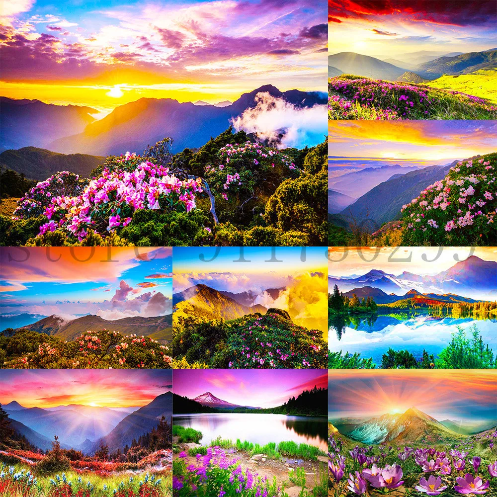 

Scenery Diamond Painting Sunrise Mosaic Paint 5D Diy Wall Art Home Decoration Full Drills Poster Nature Landscape Picture